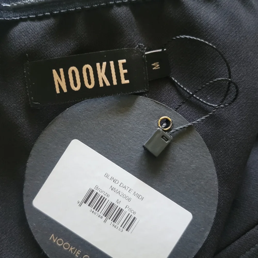 New Nookie‎ Blind Date Snake Animal Print Metallic Stretch Midi Dress Medium - Picture 2 of 13